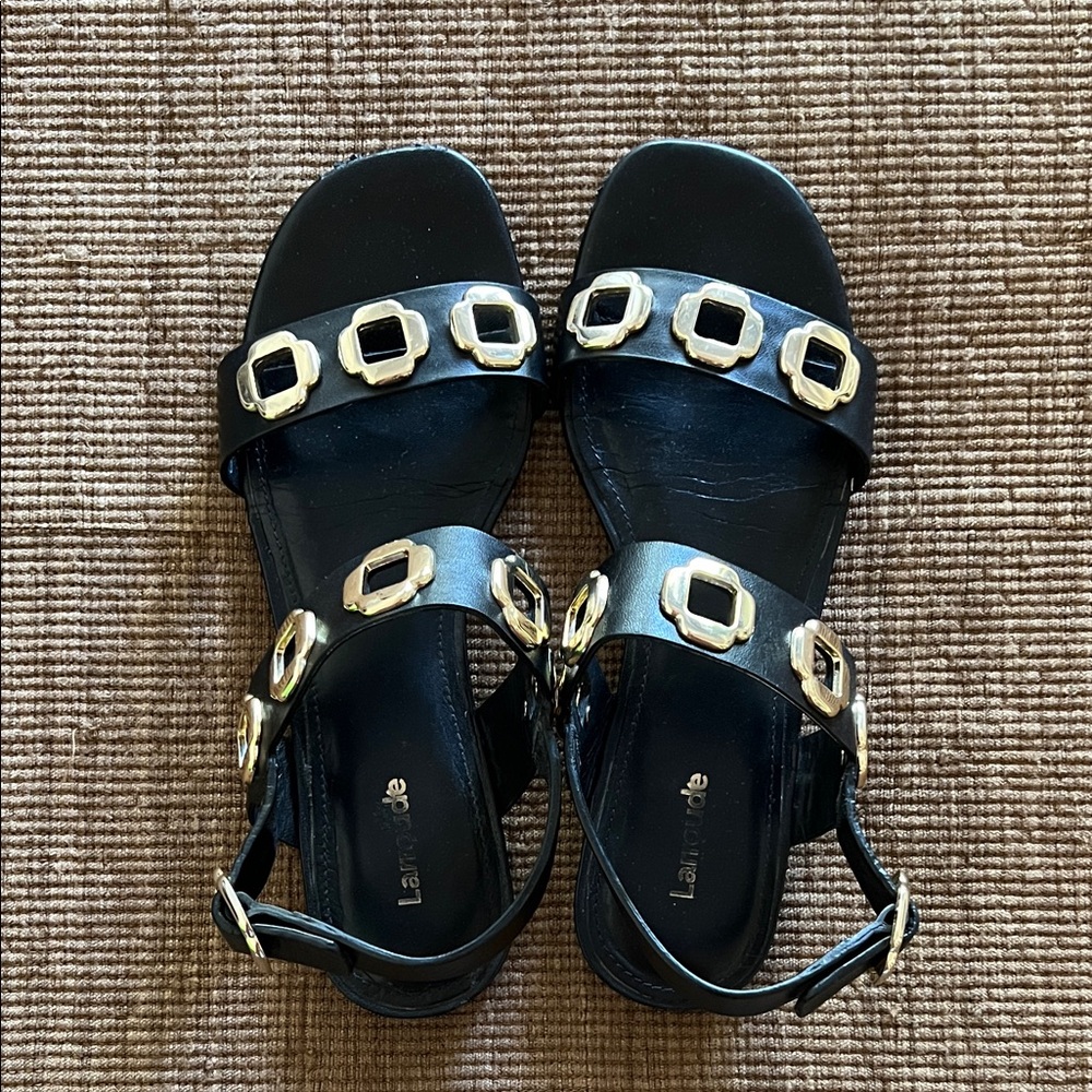 Larroudè Black/gold Sandals